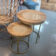 Load image into Gallery viewer, Sigma Nesting Mango Wood Rattan end tables
