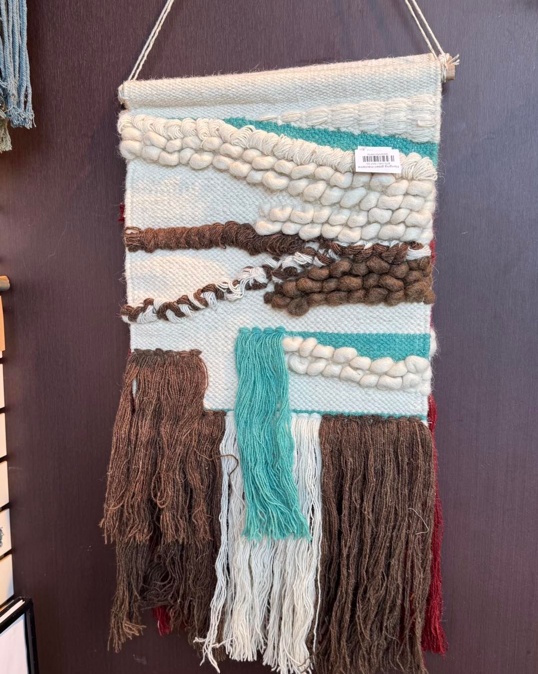 Hanging green macrame boho accent