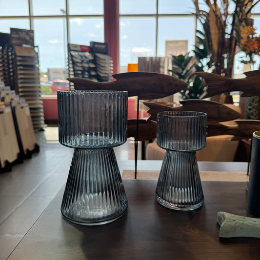 Blue Glass Candle Holder Medium