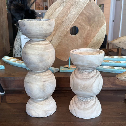 Wood Round Candle Holder Medium
