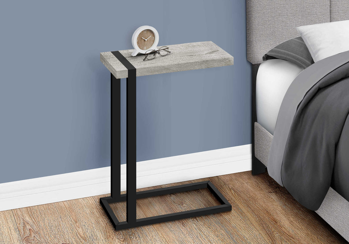 Reclaimed Wood Look Accent Table C-Shaped