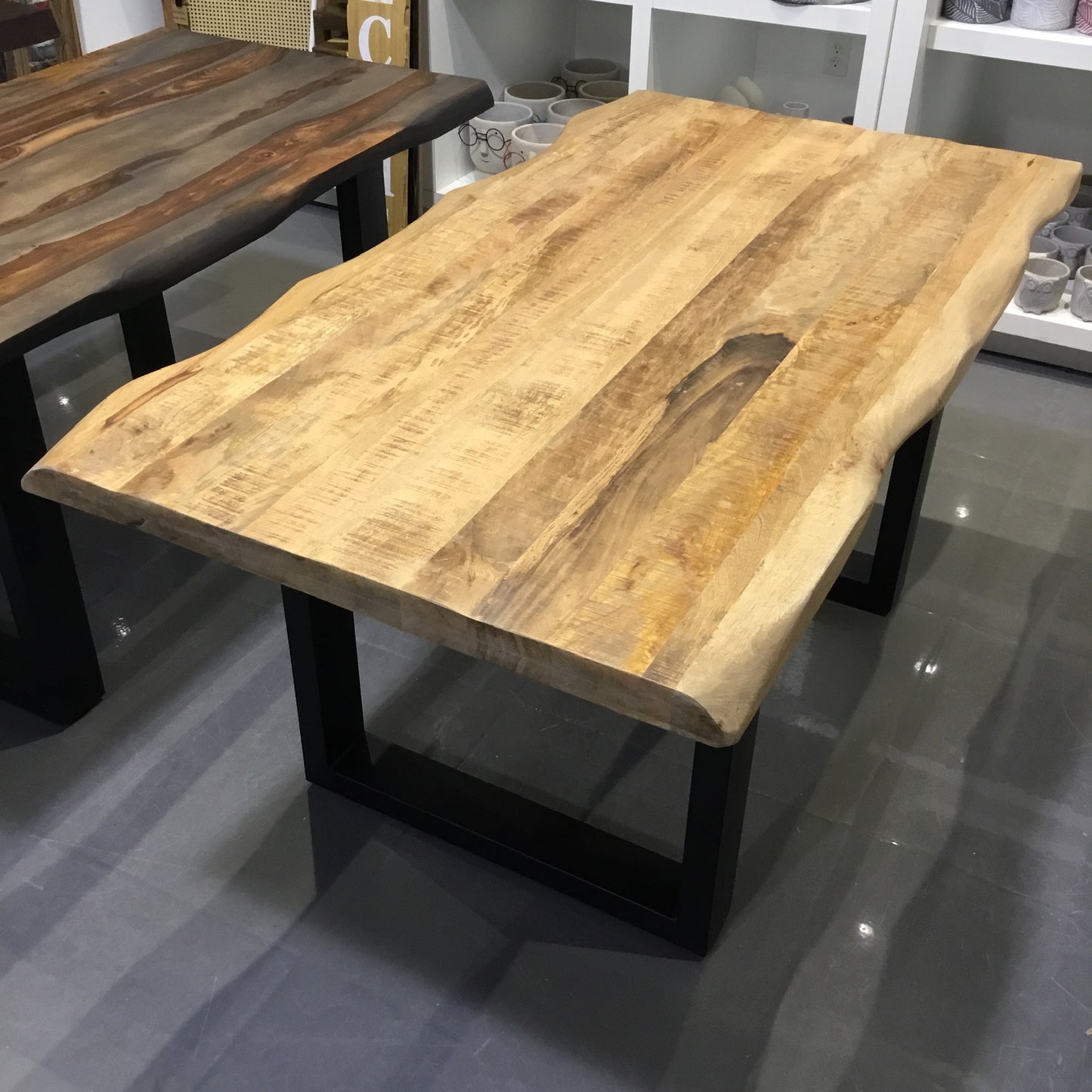 63 Natural Mango wood dining table with U legs