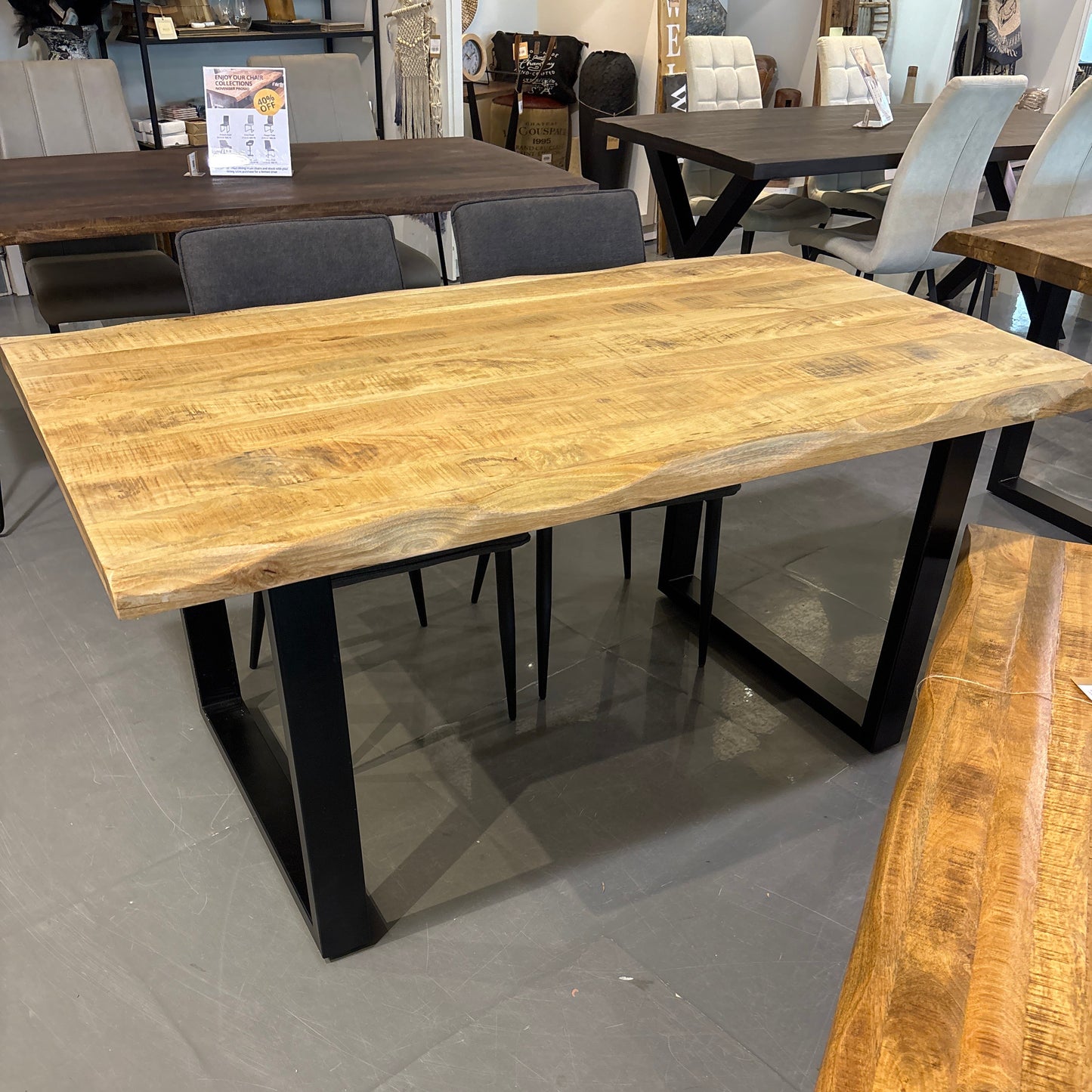 Kollbrunn Natural Live Edge Mango Dining Table