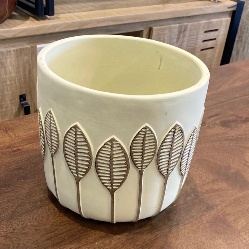 Palm Leaves - Cement Flower Pot