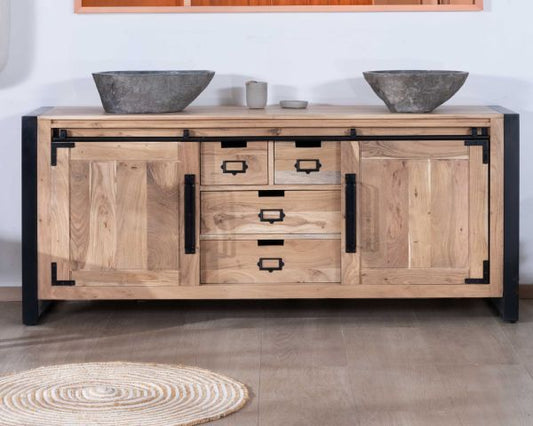 Adelle Acacia wood 65 inch bathroom vanity - Wicker Emporium