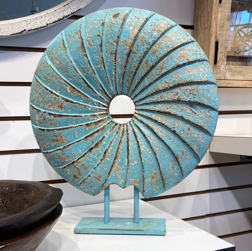Distressed Blue Seashell on Stand