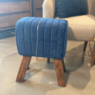 Celadon 16 inch leather blue stool