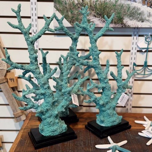 turquoise resin coral on stand