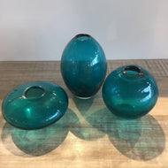 Mini Lustre Assorted 3 Piece Turquoise Glass Vase Set