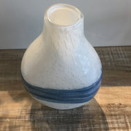 Blue Swirl Glass Bulb Vase - White