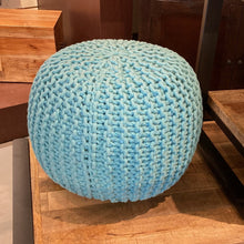 Load image into Gallery viewer, Blue Gucci 14&quot; Wide Round Pouf Ottoman
