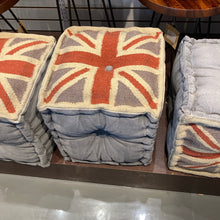Load image into Gallery viewer, Union jack canvas pouf
