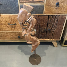 Load image into Gallery viewer, Wooden elephant on Metal Stand
