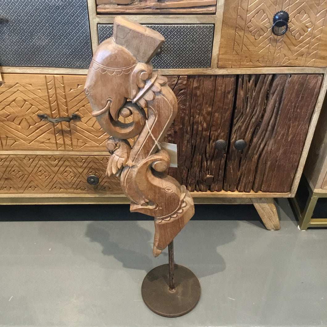 Wooden elephant on Metal Stand