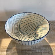 Teal Linear Leaf Kaze Porcelain  8 inch Diameter Bowl
