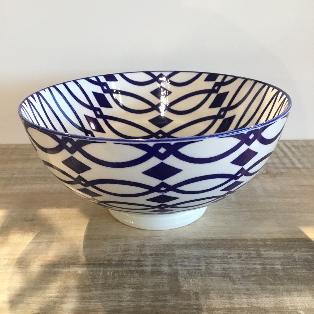 Blue Lattice Kaze Porcelain 8 inch Diameter Bowl