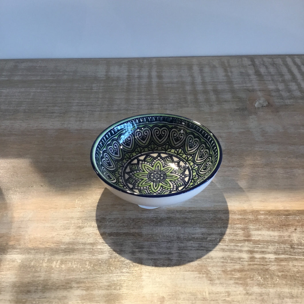 Green Mandala pattern Kaze Porcelain 3 inch Diameter Sauce Dish