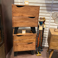Acacia wood 2 drawer Nightstand