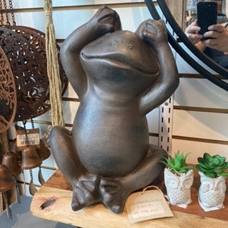 Cross-Legged Frog Garden Decor