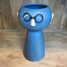 Load image into Gallery viewer, Tall Blue Flower Vase with glasses
