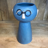 Tall Blue Flower Vase with glasses