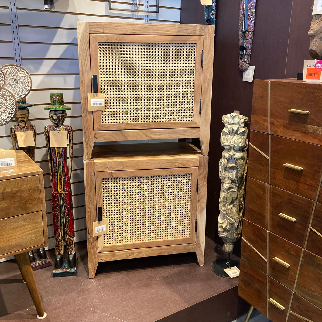 Sarah Cane and Acacia wood nightstand