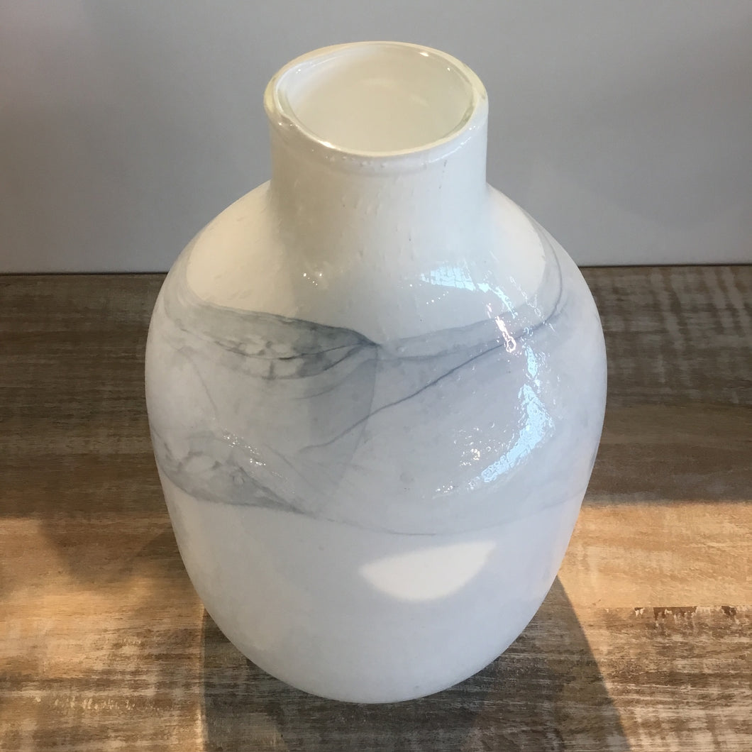 Milky Way 9.5h inch Glass Vase - White