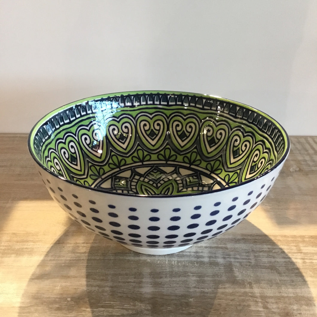 Green Mandala Kaze Porcelain  8 inch Diameter Bowl
