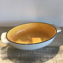 Load image into Gallery viewer, Yellow with Black Trim Kaze Porcelain 12.75L inch Oval Serving Dish

