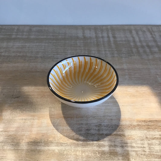 Yellow Sunburst Kaze Porcelain 3 inch Sauce Dish