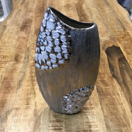 Silver and White Floral Decorative Vase