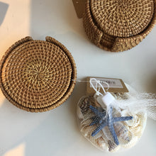 Load image into Gallery viewer, Natural Rattan 4 inch coasters (6) With Storage holder
