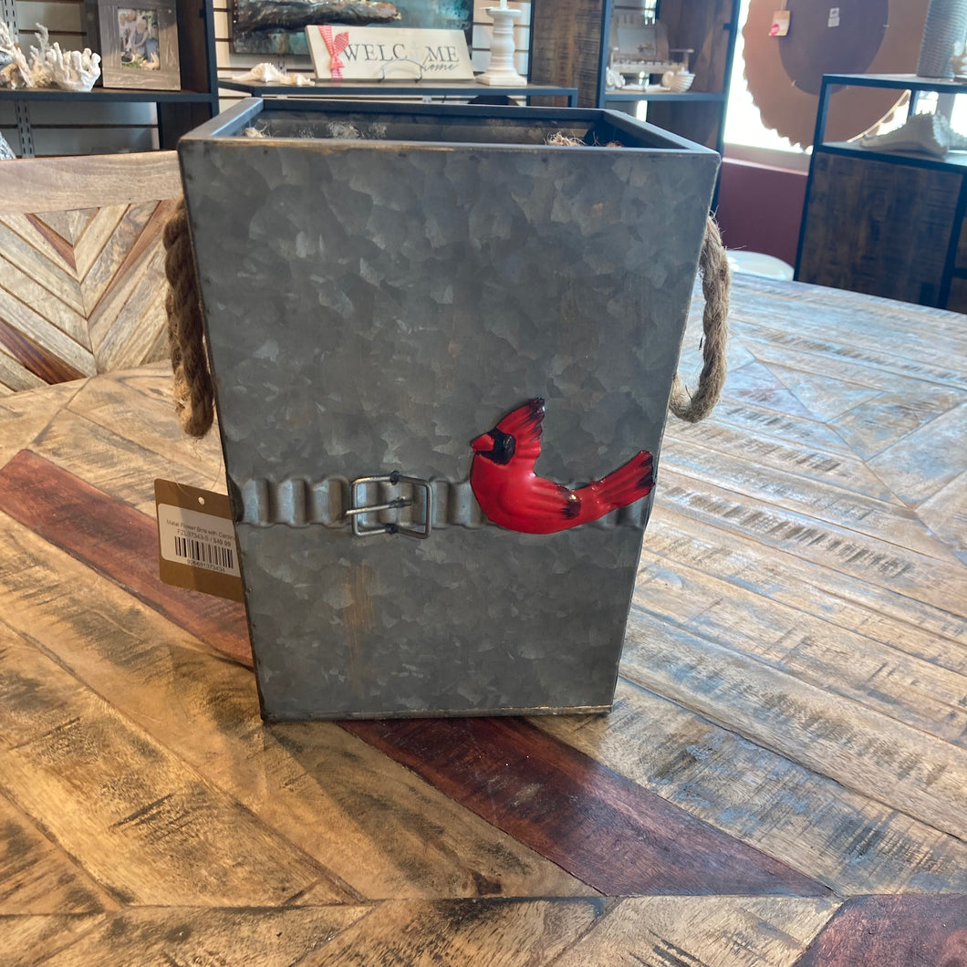 Metal Bins with Cardinals