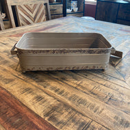 Antiqued Rectangular Metal tray with handles