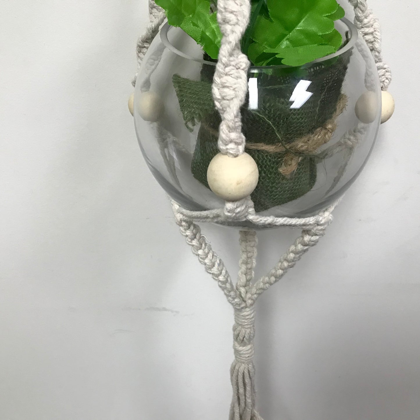 Assorted Hanging Glass Ball Macrame Planter