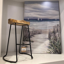 Load image into Gallery viewer, Industrial saddle seat Mango wood counter stool
