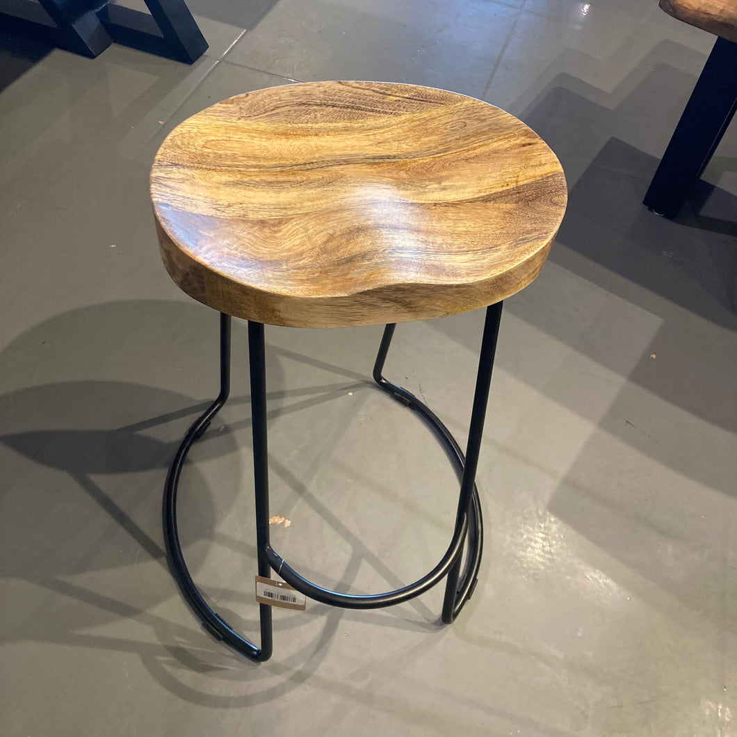 Industrial saddle seat Mango wood counter stool