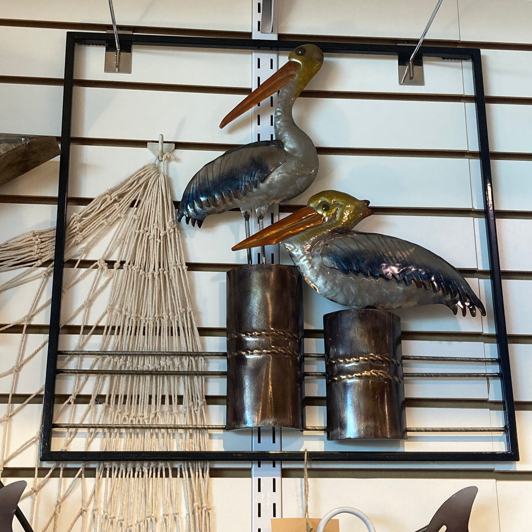 Two Pelican Metal Wall Decor