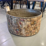 Recycled Wood Mosaic Barrel Planter
