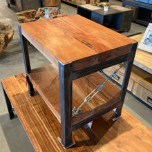 Load image into Gallery viewer, Industrial acacia end table with wires
