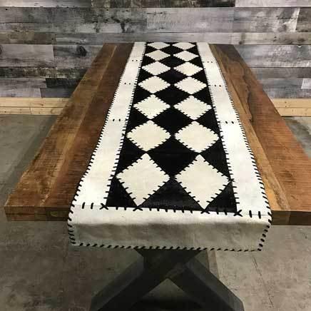 Wide 8 long cowhide table runner
