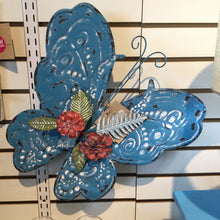 Load image into Gallery viewer, Pretty Blue Butterfly Hanging Wall Metal Art
