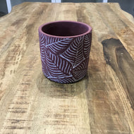 Leaf Patterned Clay Colored Planter