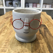 Load image into Gallery viewer, Extra Large Cement Planter of a Face with Glasses
