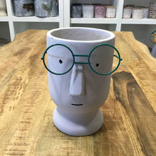 Load image into Gallery viewer, Large Cement Planter of a Face with Glasses
