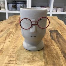 Load image into Gallery viewer, Medium Planter of a Face with Glasses
