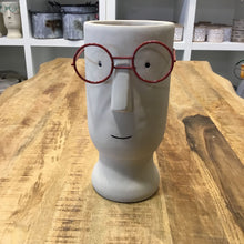 Load image into Gallery viewer, Large Cement Planter of a Face with Glasses
