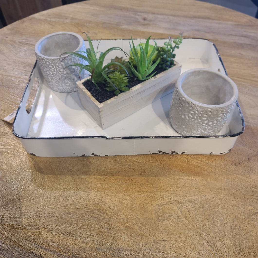 Farmhouse Antiqued tray with handles