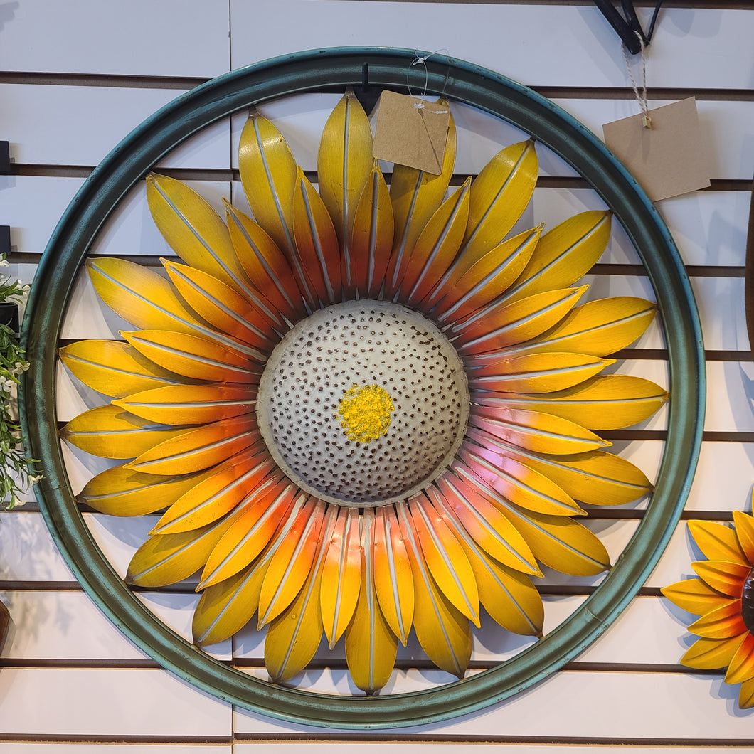 Metal Sunflower Encircled Wall Decor