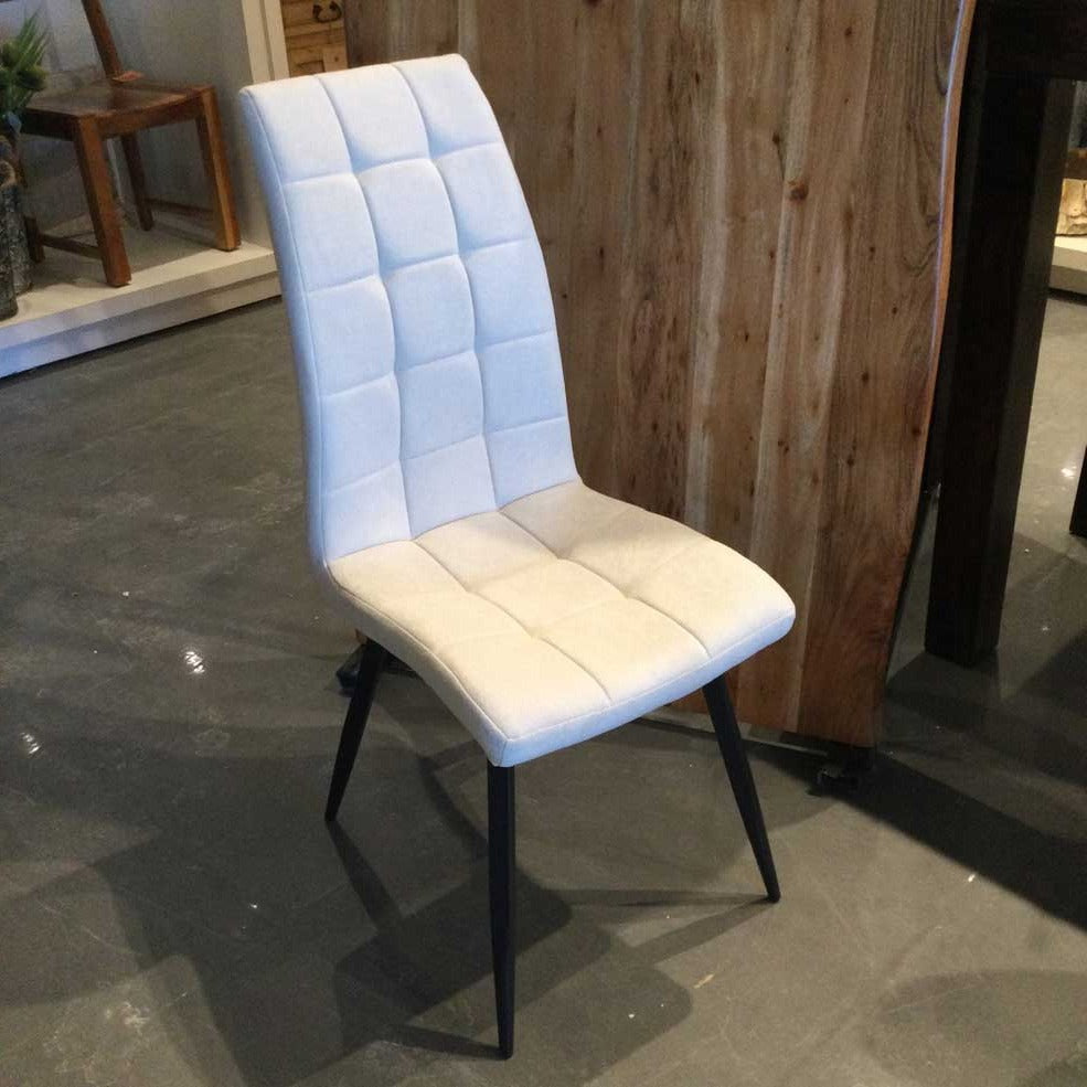 Tall White Wool effect Dining chair with black legs